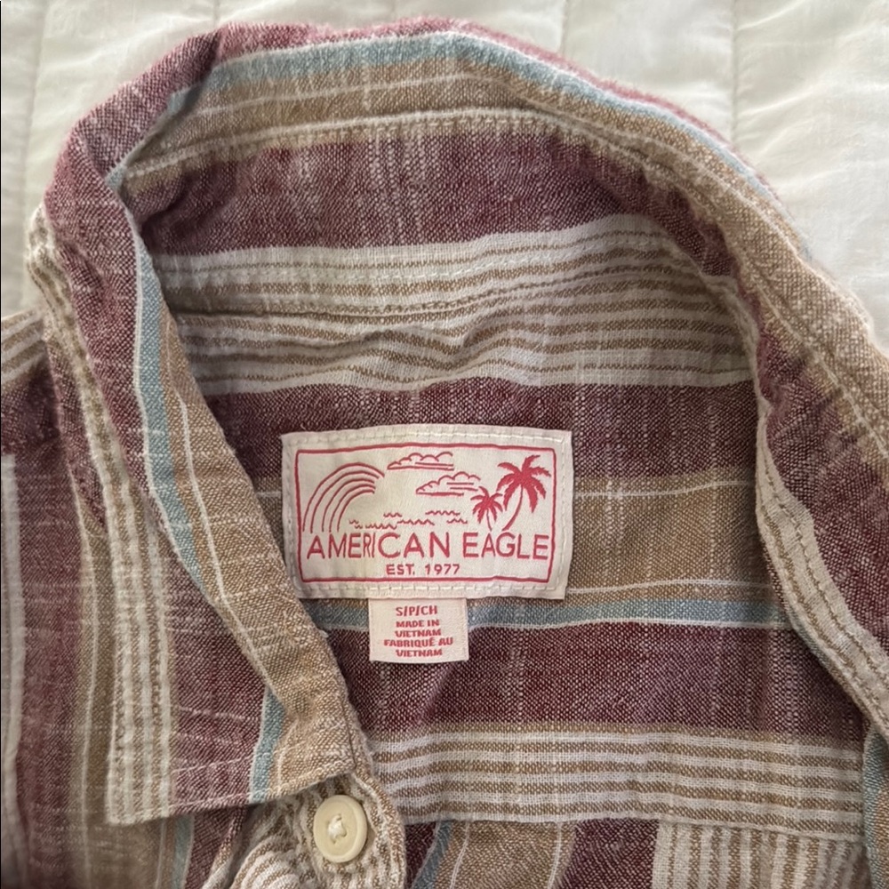 American Eagle Outfitters Brown and burgundy Casual Button Down Shirt